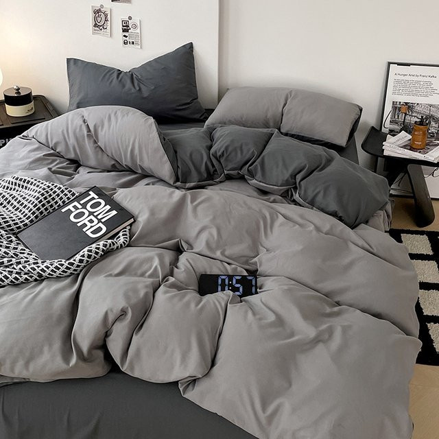NUOYING Bettbezug für Einzelbetten in Grau, minimalistisches Design und weiches Material - Bild 1
