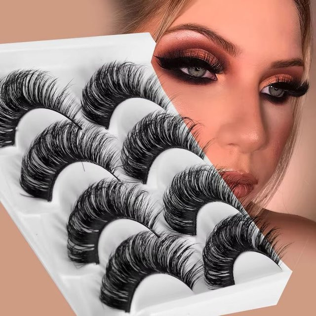 JIEFUXIN Künstliche Wimpern, 4 Paar, Natürlich, Unisex - Bild 1