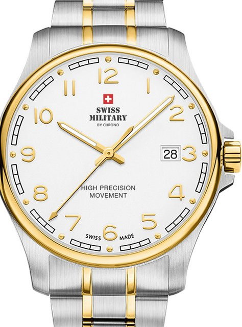 Swiss Military Herrenuhr, Quarz, Edelstahl, 39 mm, Weiß, 5 ATM - Bild 1