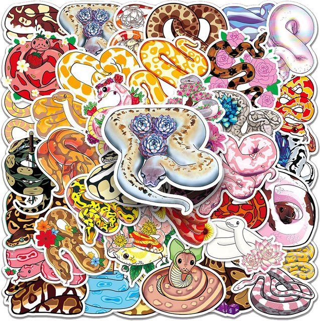 Rspctou Cartoon-Schlangen-Aufkleber, wasserfeste Dekorations-Sticker, multicolor - Bild 1