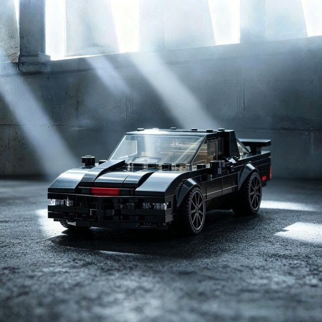 GSF Retro Sci-Fi-Stil Schwarzer Supersportwagen, Baustein-Modell - Bild 1