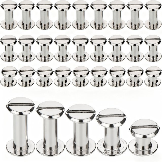 20er-Set GOSUNDA Chicago-Nieten aus 304 Edelstahl in Silber, Rundkopf-Schraubenset M5 mit Längen 4/6/8/10/12 mm - Bild 1