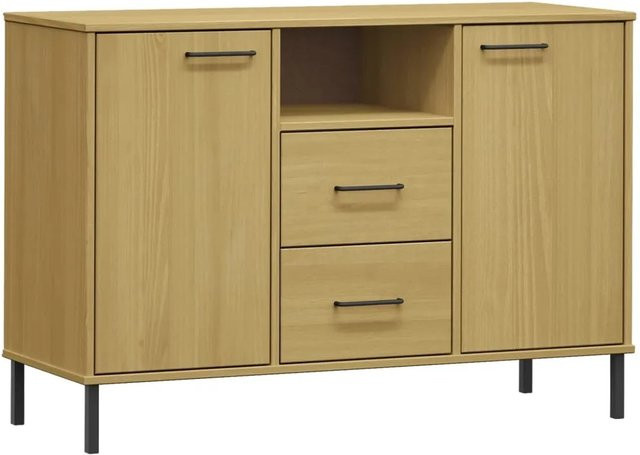 vidaXL Sideboard OSLO aus Massivholz Kiefer in Braun mit Metallbeinen B/T/H: 113 x 40 x 77 cm - Bild 1