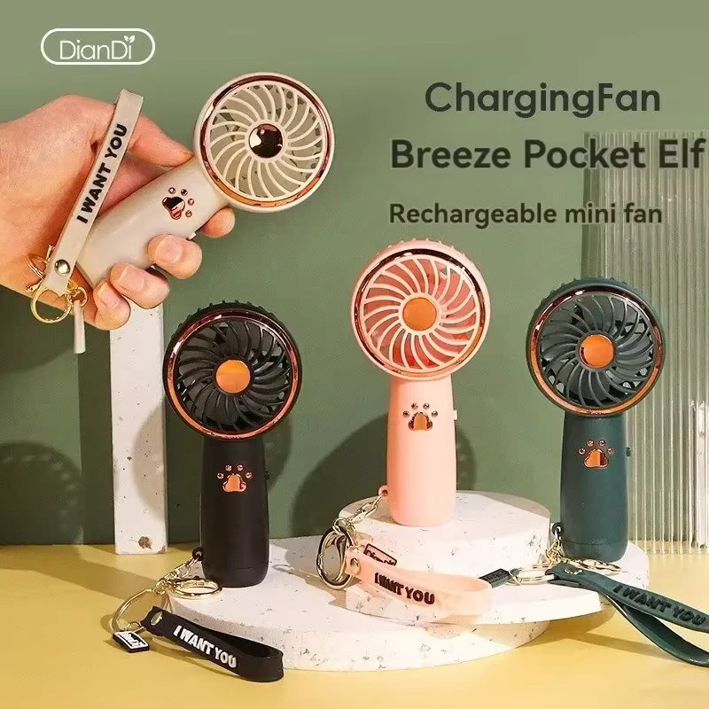 Tragbarer Mini-Handventilator mit Cartoon-Design, aufladbar via USB, Farbe: Schwarz - Bild 2