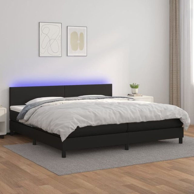 Vidaxl Boxspringbett mit Matratze in Schwarz aus Kunstleder und Holzwerkstoff B/T/H: 200 x 200 x 78 cm - Bild 1