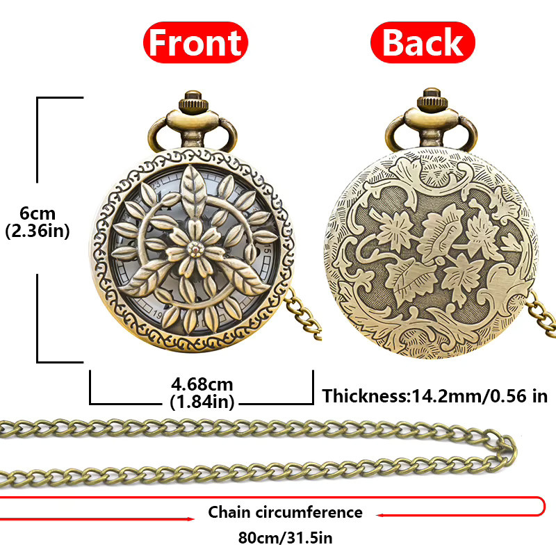 Wecin Gedenktaschenuhr, Quarz, Messing, Bronze, Unisex - Bild 3