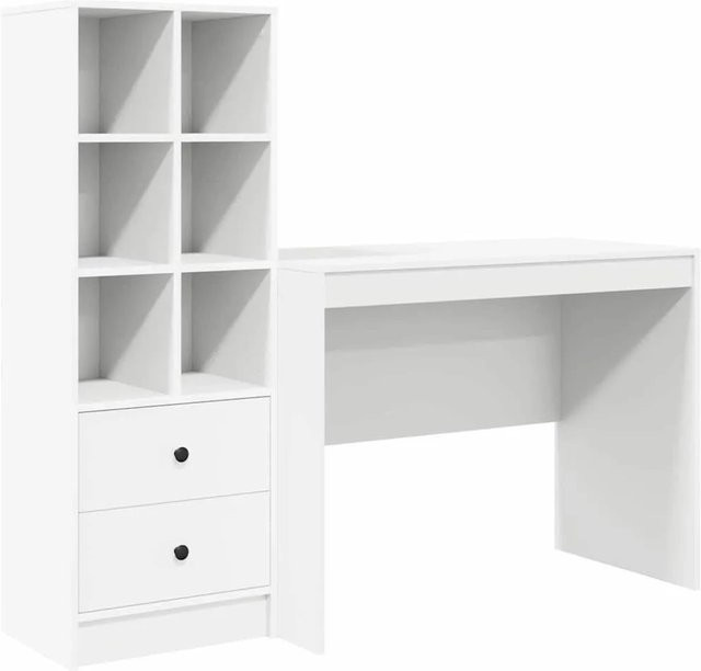vidaXL Schreibtisch und Hochboard Set in Weiß mit minimalistischem Design für dein Büro - Bild 1