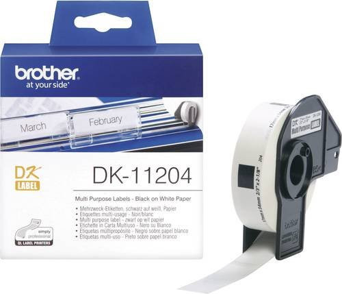 Brother DK-11204 Mehrzweck-Etiketten aus Papier, Weiß, 400 Stück, Breite: 54 mm, Höhe: 17 mm - Bild 1