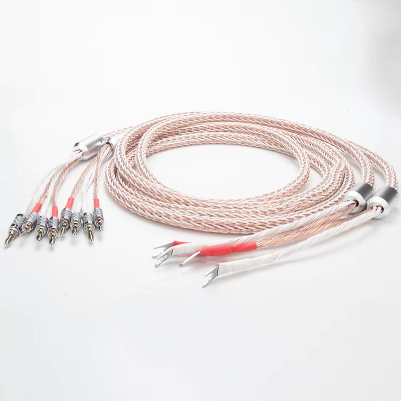 Preffair 12TC High-End Lautsprecherkabel aus 7N OCC Kupfer-Bitdraht in Multicolour mit 2 Spatensteckern und 4 Bananensteckern für Audio-Verstärker - Bild 3