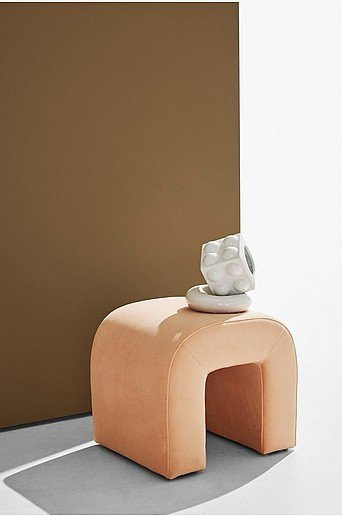 Odette Hocker in Pastill mit Holzgestell, Farbe Beige/Pink, B/T/H: 40 x 40 x 45 cm - Bild 1