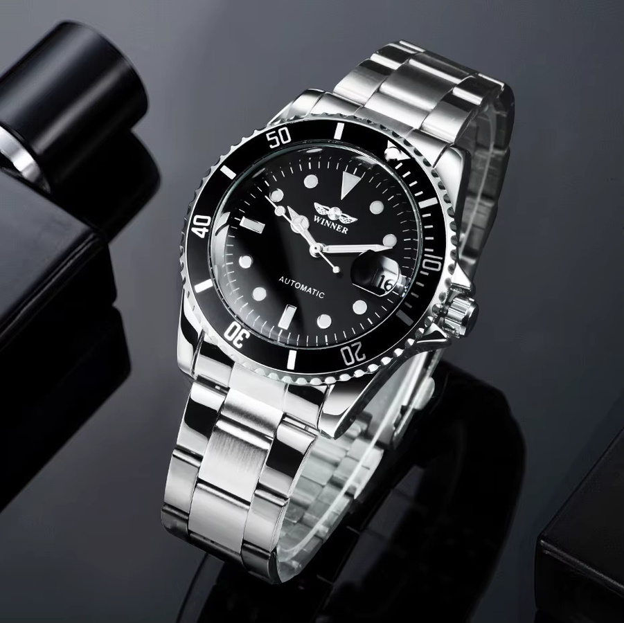 WINNER Armbanduhr Automatik, Edelstahl, Schwarz, Herren - Bild 2