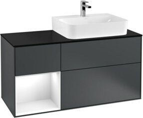 V&B Finion Waschtischunterschrank mit Abdeckplatte und LED-Beleuchtung, Farbe Weiß/Blau, Breite: 120 cm - Bild 1