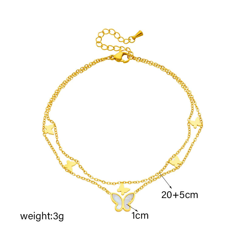 DIEYURO Fußkettchen Edelstahl, Gold, Schmetterling, Damen - Bild 2