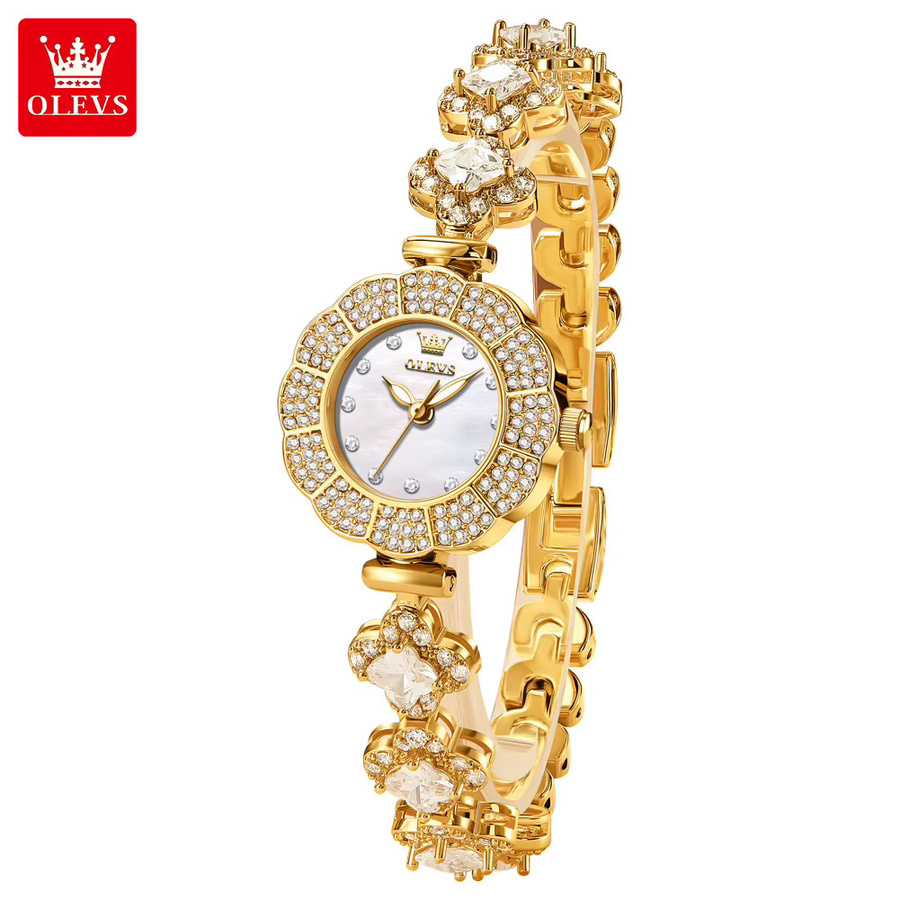 OLEVS Armbanduhr, Quarz, Edelstahl, Diamantbesetzt, Weiß, Damen - Bild 2