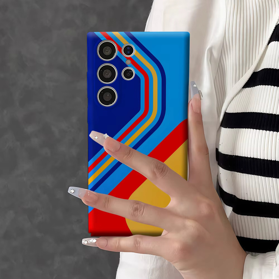 Potdemiel Handyhülle mit Retro Farbstreifen für Samsung Galaxy S26 S25 S24 S23 Ultra Plus, stoßfeste Doppelschicht Rückabdeckung, Multicolour - Bild 5