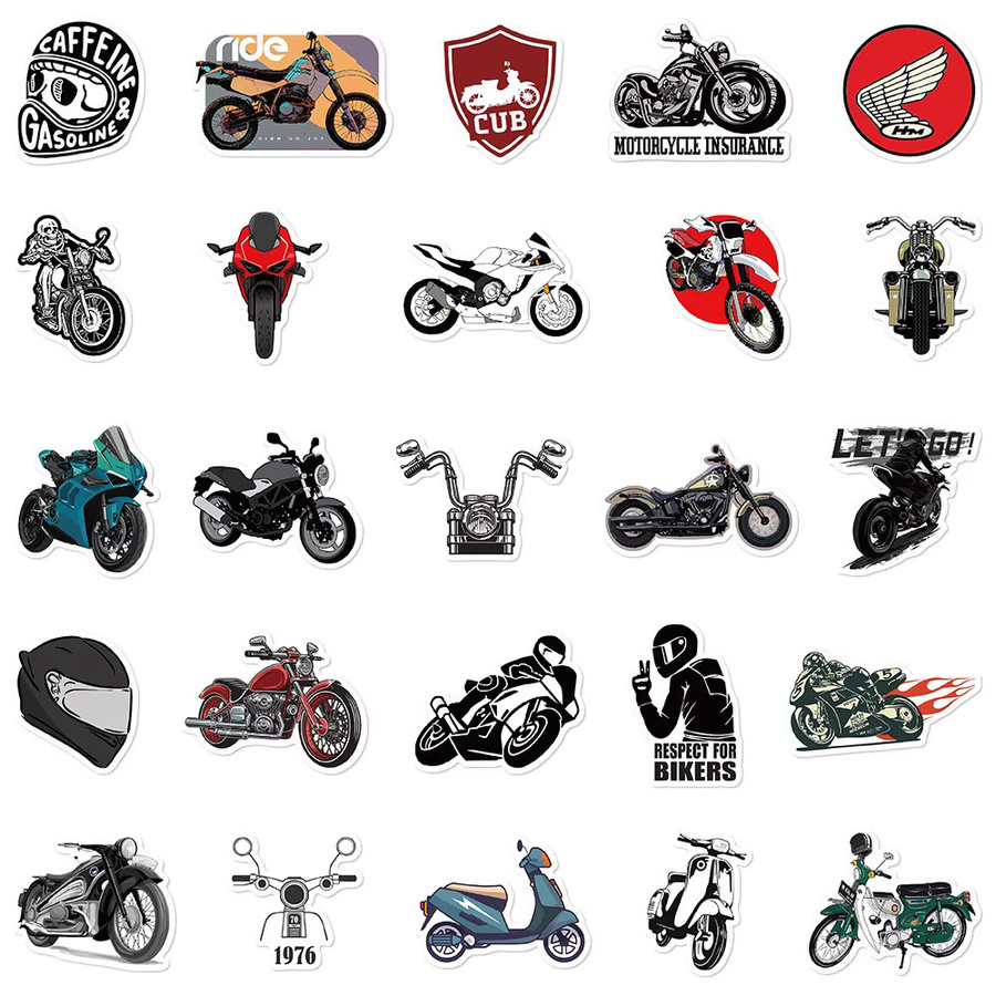 50 Stück Vintage-Motorradaufkleber in Multicolor als DIY-Dekor für Laptops, Gitarren, Skateboards und Thermoskannen von AufnahmeYourLife Store - Bild 4
