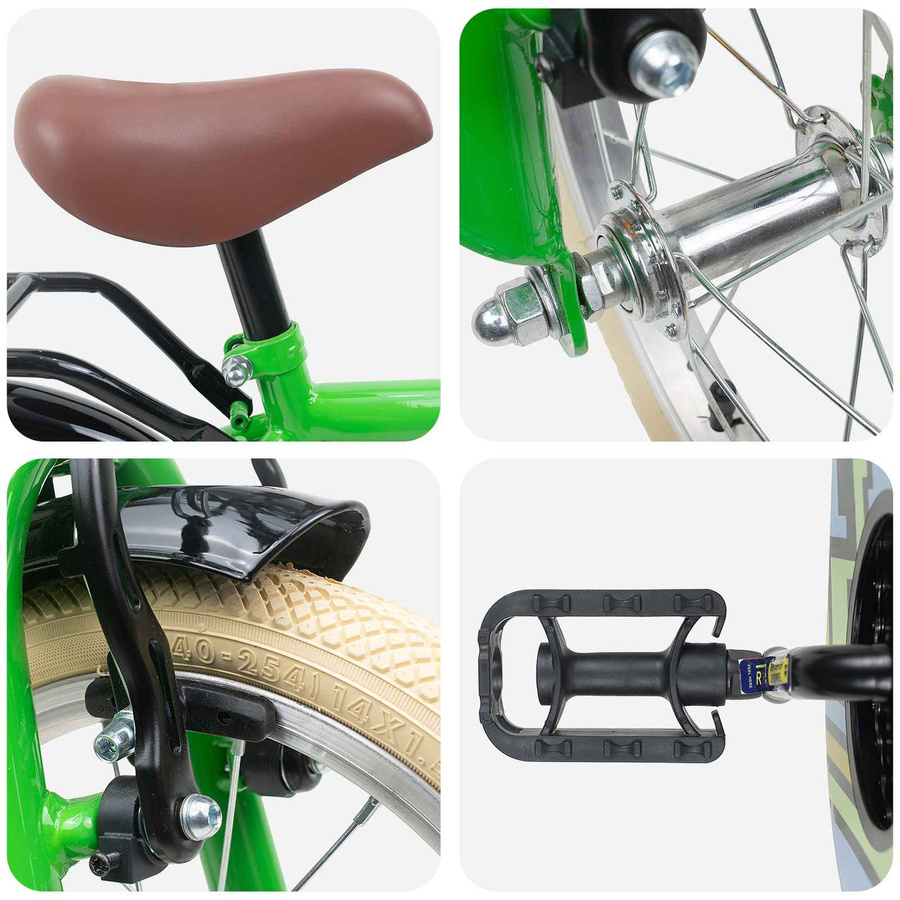VD Home Furnishing Kinderfahrrad 14 Zoll Grün für Alter 3-5 Jahre - Bild 2