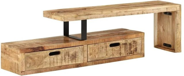vidaXL TV-Schrank aus Massivholz Mango in Braun, B/T/H: 118 bis 200 x 30 x 40 cm - Bild 1