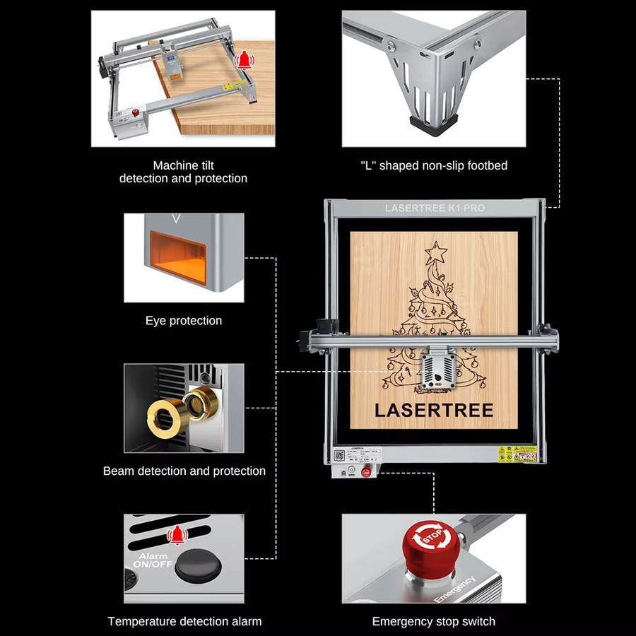 Laser Baum K1 Pro Lasergravurmaschine mit 30W oder 40W Laserkopf und 40 x 40 cm Gravurbereich in Silber - Bild 4