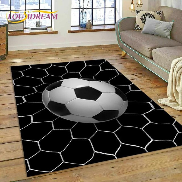 Karpetti 3D-Teppich mit Fußballfeld Motiv in Schwarz, B/B: 120 x 80 cm - Bild 1