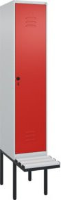 C+P Spind Classic PLUS Garderobenschrank mit Sitzbank, 1 Abteil, Lichtgrau, B/T/H: 212 x 40 x 81,5 cm - Bild 1