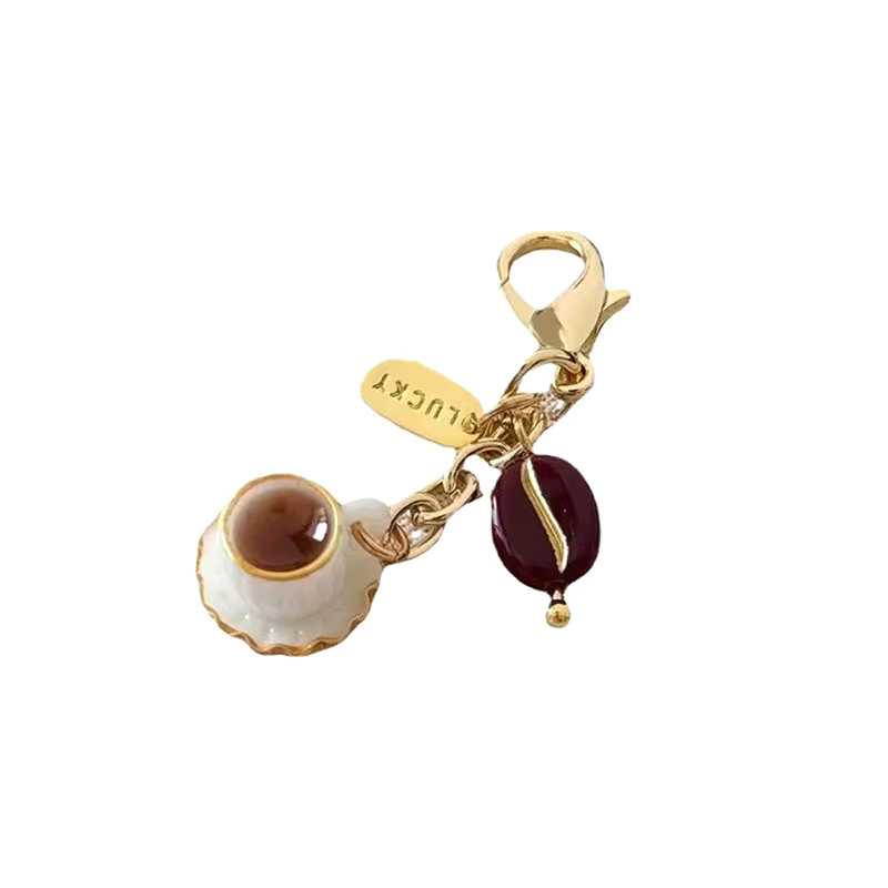 Velishy Anhänger Donut Brot Kaffee, Gold, Unisex - Bild 3