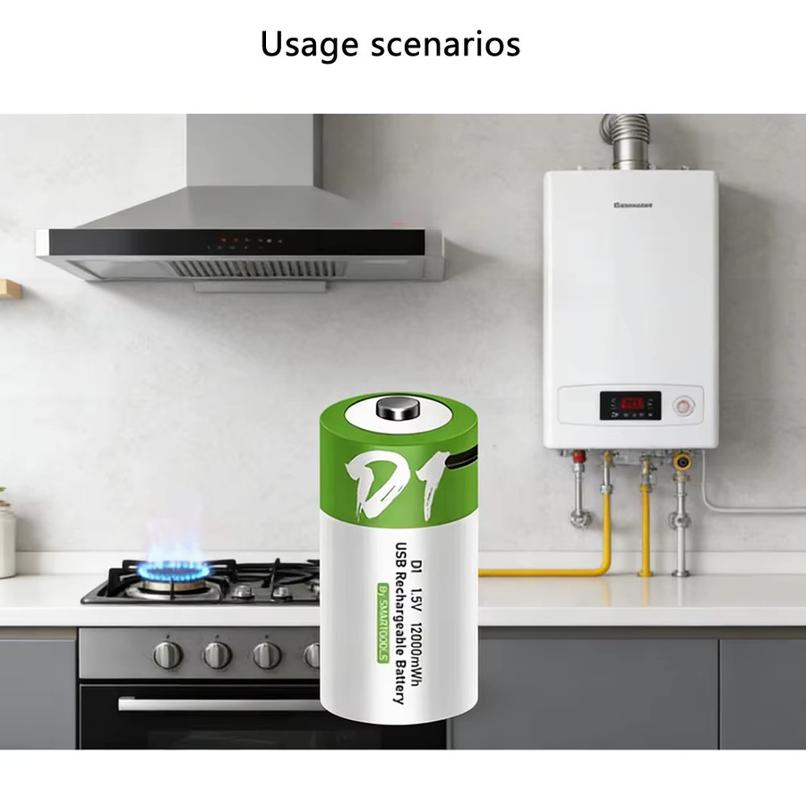 NDNNAS LR20 Lithium-Akku D-Größe 1,5V mit Typ-C-Ladekabel, 12000mWh, Grün - Bild 3