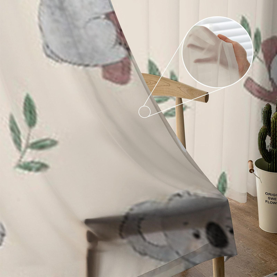 Transparente Voile-Tüllgardinen mit Cartoon-Koalabären von Your Warm Home für Kinderzimmer, Wohnzimmer oder Küche, Breite: 135 cm, Höhe: 137 cm - Bild 2
