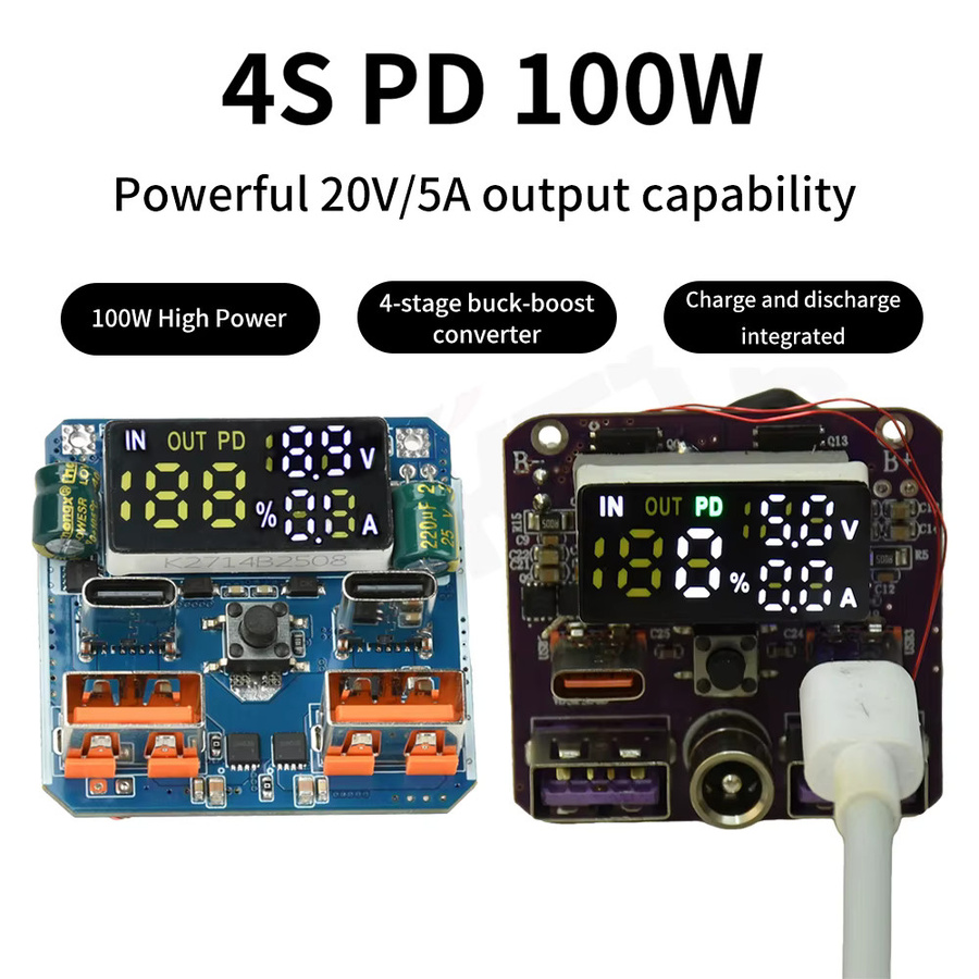 Diymore 4S PD 100W Schnelllademodul mit USB-C, 20V 5A Hochleistungs-Ausgang für Lithium-Batterien und bidirektionale Schnellladeschaltung - Bild 4