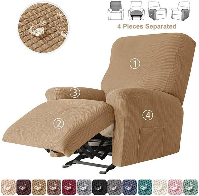 Wasserdichte und schmutzabweisende 1-Sitzer Sesselhülle von Your Warm Home in Beige, verstellbarer Jacquard-Überwurf für deinen Sessel - Bild 1