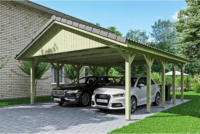 Skan Holz Carport Wallgau Satteldach aus Nadelholz in Grün, B/T: 620 x 750 cm, Höhe: 354 cm - Bild 1