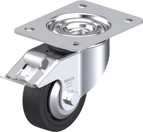 Blickle Lenkrolle LK-POEV 100KA-3-FI-FA mit Feststeller in Schwarz und Silber, Rad-Durchmesser: 100 mm, Tragfähigkeit: 200 kg - Bild 1