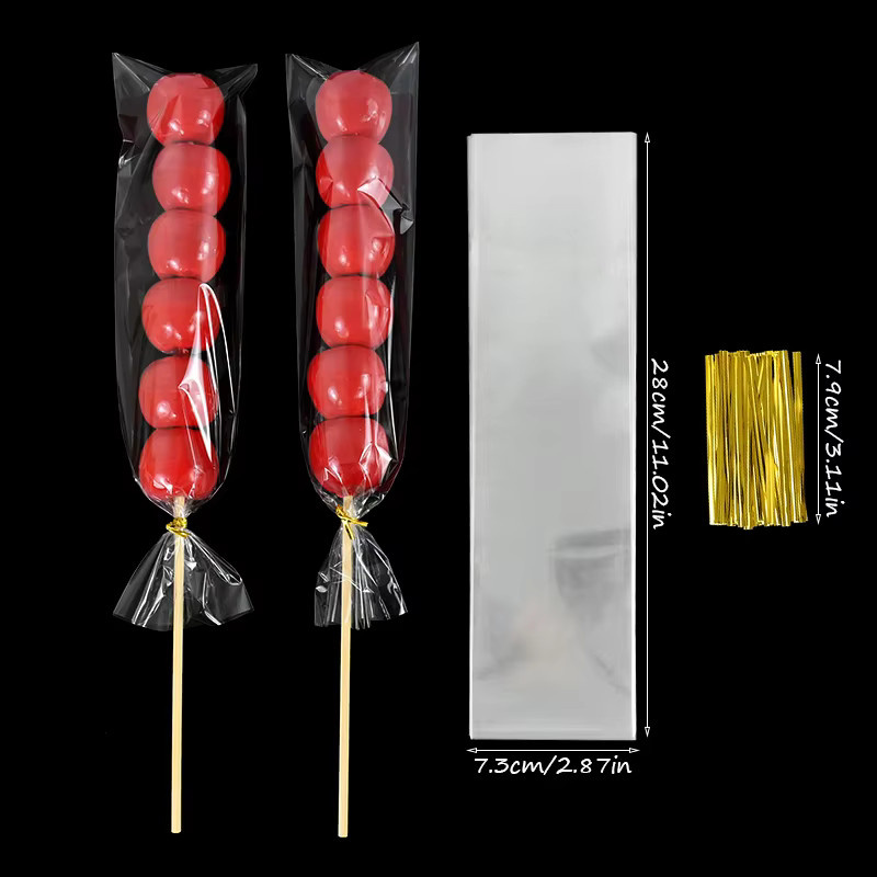 50 Stück transparente Zellophan Taschen von YONGSNOW für Süßigkeiten und Geschenke zur Dekoration von Hochzeiten, Geburtstagen oder Weihnachten - Bild 3