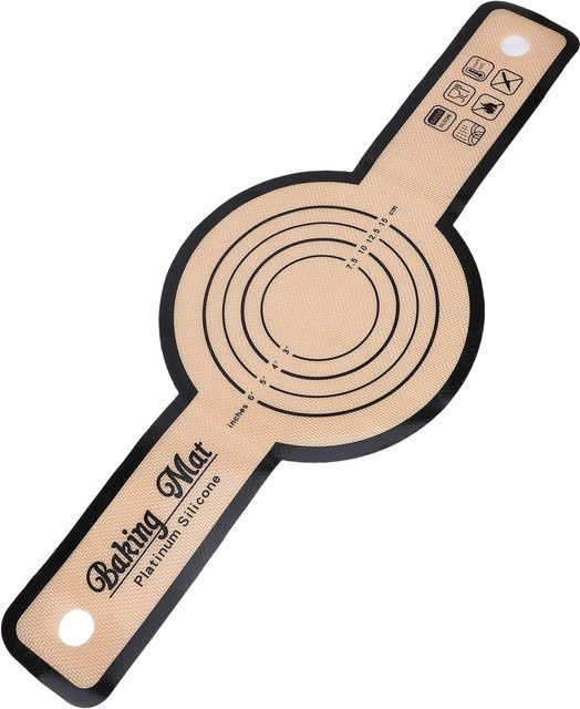 Neoglint Silikon Brotbackmatte rund in Beige mit Griff, antihaftbeschichtet und wiederverwendbar - Bild 1