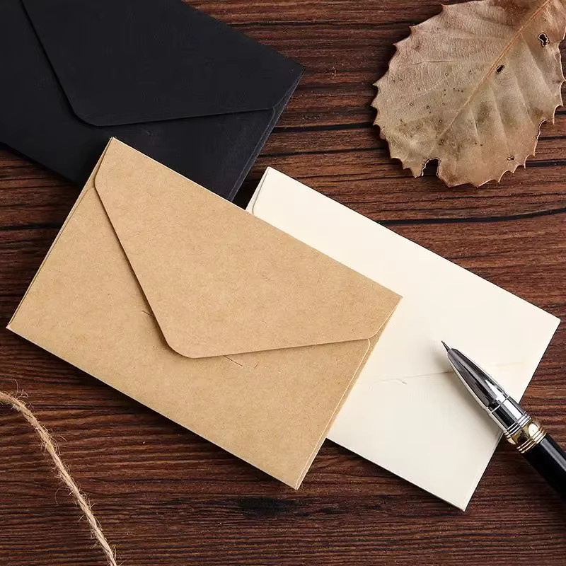 100 Stück Kraft-Mini-Umschläge aus Kraftpapier in Braun und Schwarz für Geschenkkarten und Visitenkarten, B: 10,5 cm, H: 7 cm - Bild 3