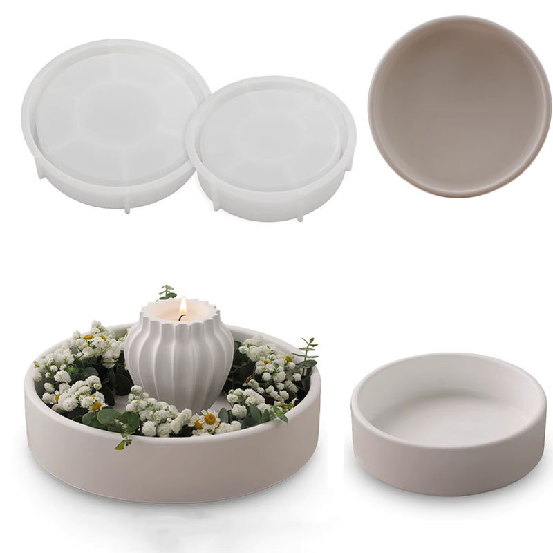 Runde Beton Form für Kerzengläser, Blumentöpfe und Schalen in Weiß im minimalistischen Design - Bild 5