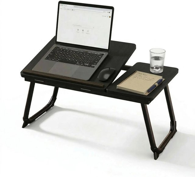 Relaxdays Laptoptisch klappbar und höhenverstellbar mit neigbarer Platte in Schwarz aus Stahl und MDF, B/T/H: 56 x 33 x 23,5 cm - Bild 1