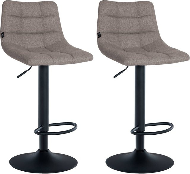 CLP 2er Set Barhocker Jerry aus Stoff in Beige, höhenverstellbare Barstühle mit 360 Grad Drehsitz, Rückenlehne und Fußablage - Bild 1