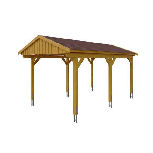 Skan Holz Carport Fichtelberg aus Fichte und Leimholz in Beige mit spitzer Dachform, B/T: 317 x 566 cm, Höhe: 303 cm - Bild 3