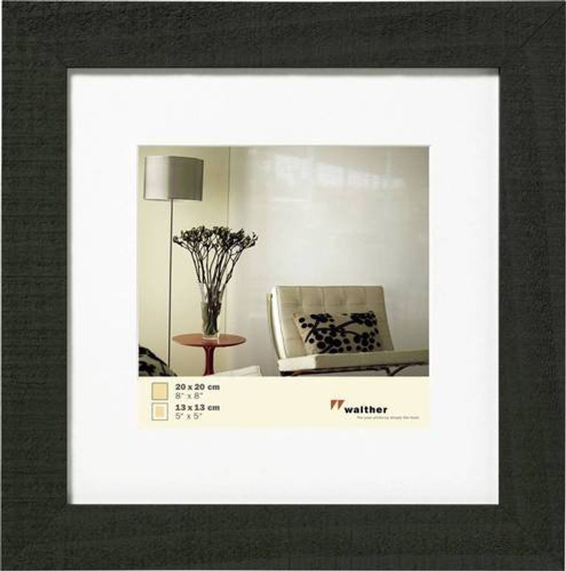 Walther Design HO220B Bilderwechselrahmen aus Holz in Schwarz mit Passepartout und Glas, quadratisch, B/H: 20 x 20 cm - Bild 1