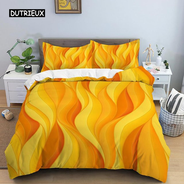 Bettwäsche-Set Binchi Outdoor Product aus Mikrofaser mit geometrischem Streifenmuster in Rot und Gelb, Queen-Size, B/H: 180 x 210 cm - Bild 1