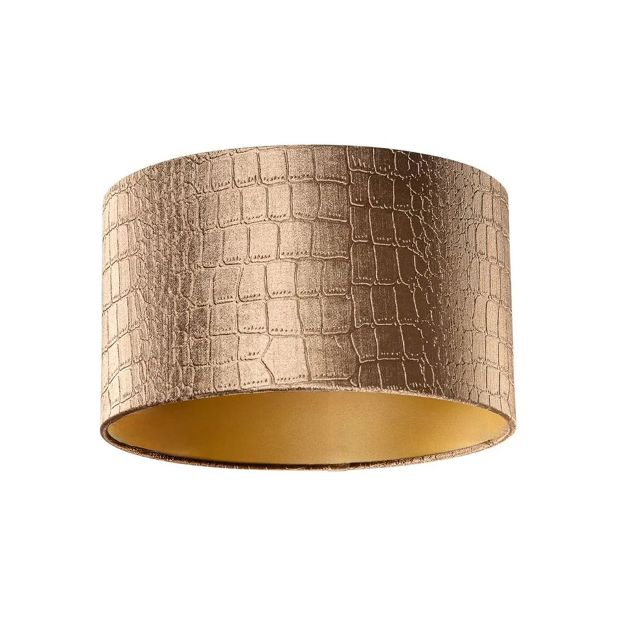 QAZQA Samtlampenschirm Krokodil Design in Bronze mit goldener Innenseite, Zylinderform, Durchmesser: 35 cm, Höhe: 20 cm - Bild 2