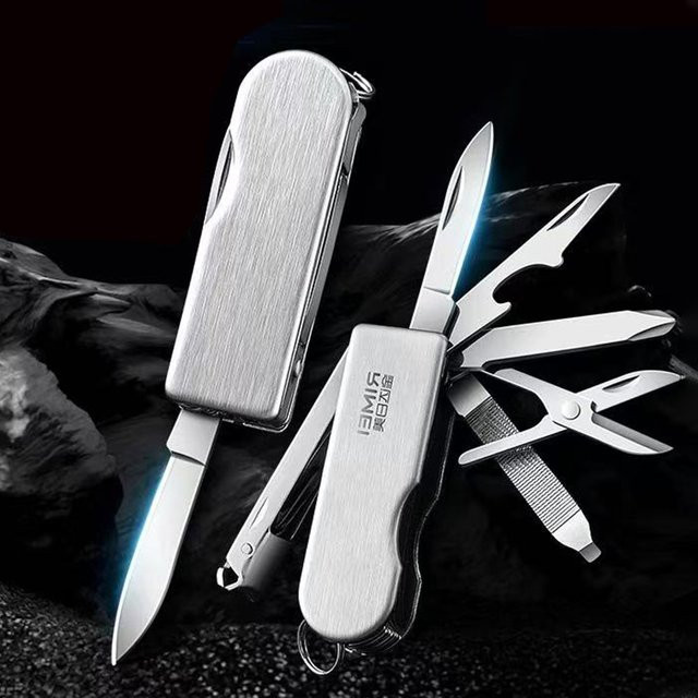 PLYS Mini-Multifunktions-Klappmesser aus Edelstahl mit Schere, Schraubendreher und Nagelknipser als EDC-Multitool - Bild 1