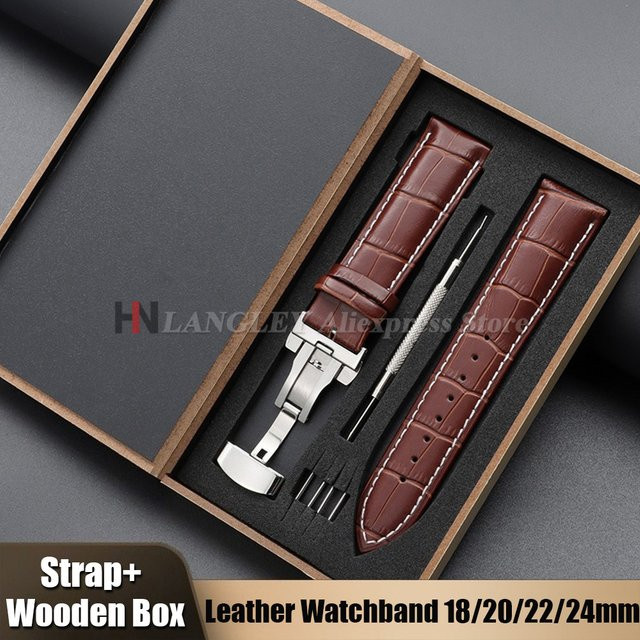 Uhrenarmband Rindsleder, Krokodilmuster, Schmetterlingsverschluss, Unisex - Bild 1