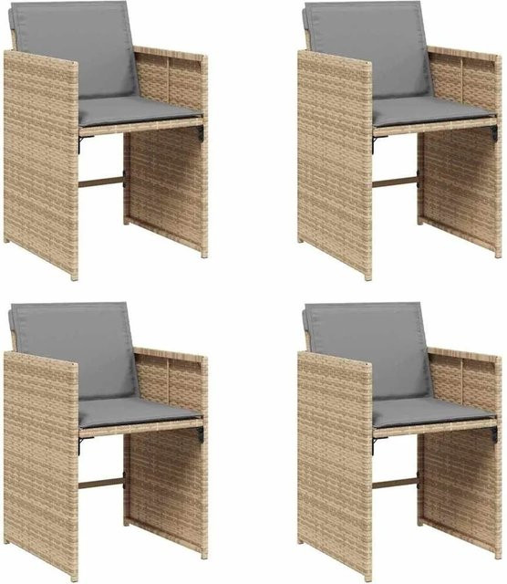 Furnicato Gartenstuhl aus PE-Rattan in Beige, klappbar mit Armlehnen und Metallrahmen, B/T/H: 50,5 x 54 x 79 cm - Bild 1