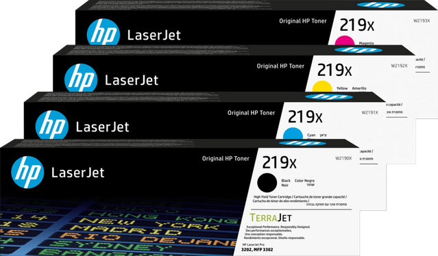 HP 219X Toner Multipack für Laserdrucker in Schwarz, Magenta, Gelb und Cyan - Bild 1