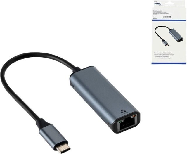 DINIC USB-C auf RJ45 Gigabit LAN Adapter, Space Grau, Länge: 0,2 m - Bild 1