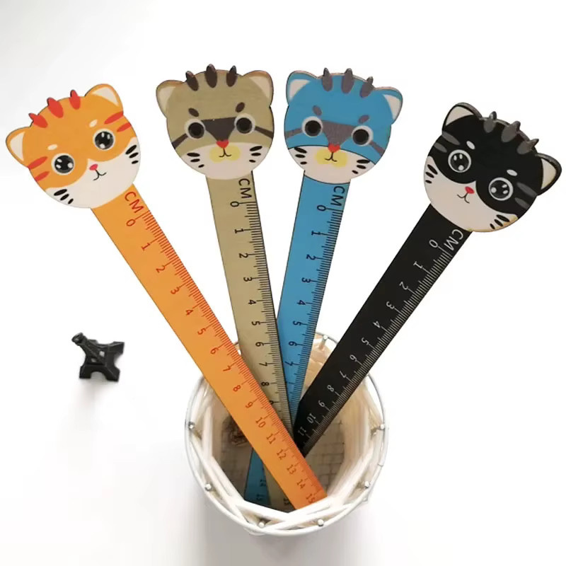 Kawaii Katzen Lineal aus Holz für Schule und Büro in Mehrfarbig - Bild 3