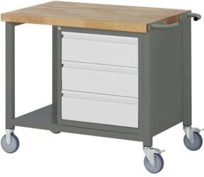 STIER Fahrbare Premium Werkbank mit 3 Schubladen, Grau, B/T/H: 100 x 70 x 88 cm - Bild 1