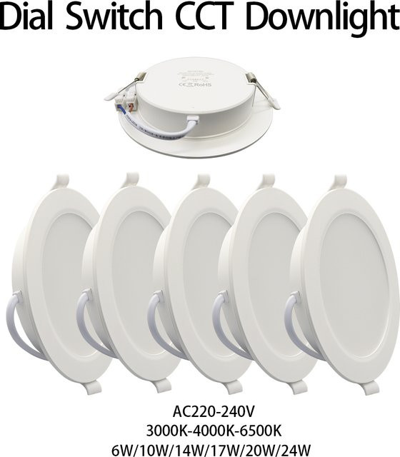 10er Set Runde LED Einbau-Downlights mit CCT Farbtemperaturwahl, 10W bis 24W, Weiß, für Innenbeleuchtung - Bild 1